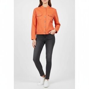 Carrie Allen Women's Coral Band Collar Button Front Casual Jacket Size L